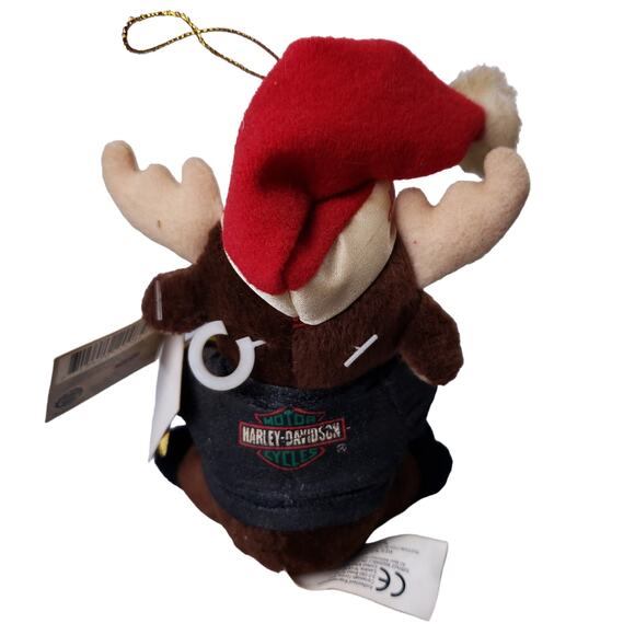 Vintage 2000 Harley Davidson Motorcycle 5" Plush Reindeer Biker Tree Ornament - Picture 3 of 6